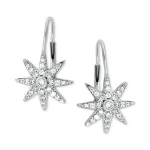 Cubic Zirconia Starburst Leverback Earrings